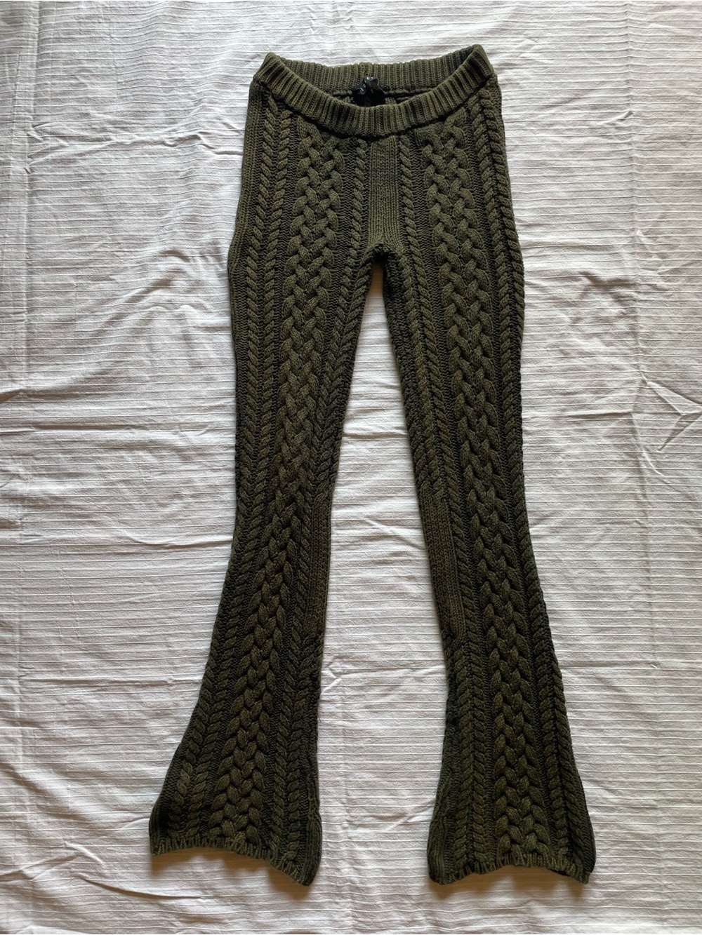 Lioness Green Knit Flare Pants